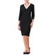 thumbnail image 1 of Vestido lápiz de manga 3/4 para mujer INSPIRE CHIC, elegante, con contraste de color y escote en V, vestido de trabajo ajustado, color negro, 1 of 5