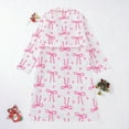 thumbnail image 4 of THDHVS Robes for Women,Womens Pajamas,Women Fleece Turndown Collar Bow Print Bathrobe with Waist Tie and Pocket Long Sleeves for Cozy Loungewear Pink 2XL, 4 of 6