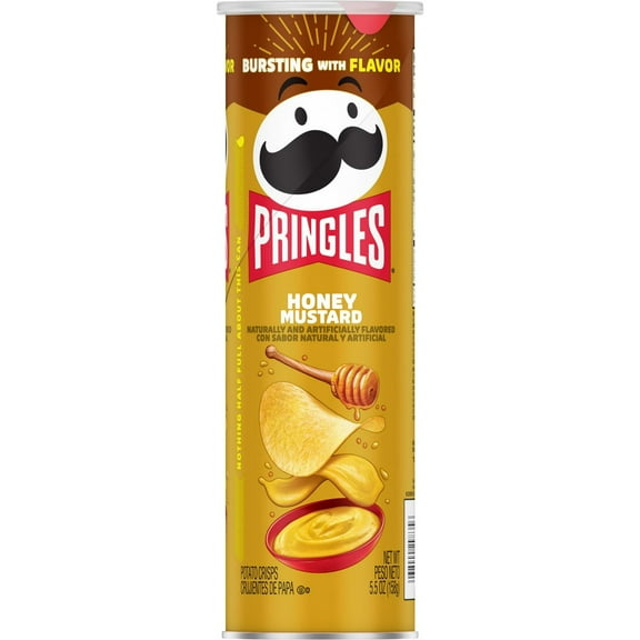 Pringles Honey Mustard Potato Crisps Chips, Lunch Snacks, 5.5 oz (Pack of 4)