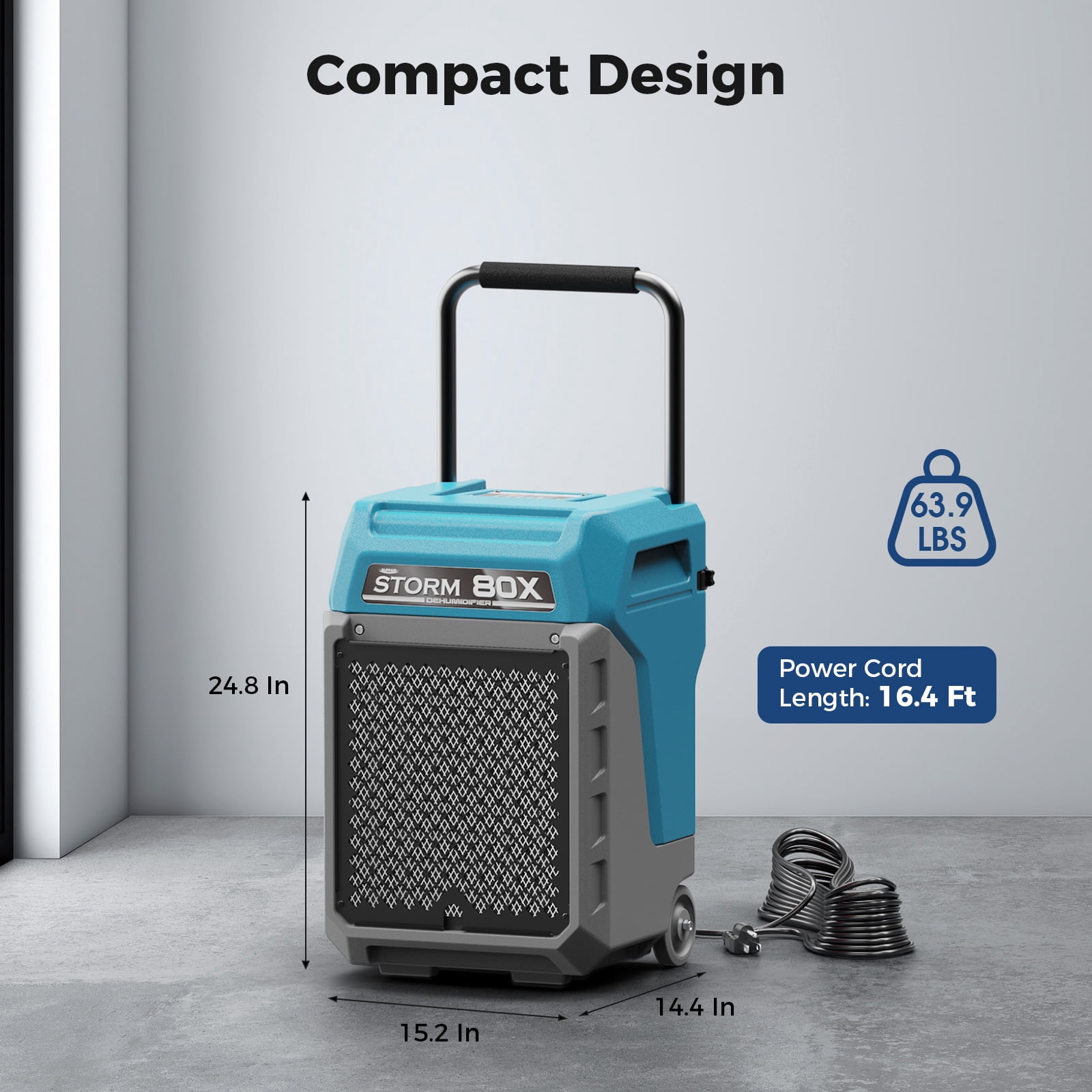 ALORAIR 170 PPD Commercial Dehumidifier with Pump, 2,100 Sq.Ft Space Cover Industrial Use Portable Dehu, with Wheels, Fit for Water Damage Restoration, Carpet Drying, Basement, Garage