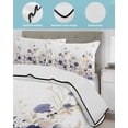 thumbnail image 3 of Quilt King Size Bedding Set, Purple Spring Floral Reversible Summer Quilt 3 Pieces, Elegant Pastoral Flowers Watercolor Lightweight Bedspreads Coverlets with 2 Pillow Shams for All Seasons, 3 of 5