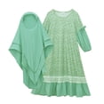 thumbnail image 1 of Conjunto de dos piezas de falda, vestido de cuello redondo y manga larga con pañuelo para la cabeza para niñas y niños durante el mes sagrado musulmán del Ramadán en CUHK. Vestido de poliéster para ni, 1 of 9
