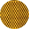 thumbnail image 1 of Ahgly Company Machine Washable Indoor Round Checkered Yellow Modern Area Rugs, 6' Round, 1 of 4