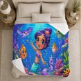 thumbnail image 5 of Whimsical Mermaid Sea Creatures Cartoon Art, Cozy Friendship Quote Scene, Warm Flannel Blanket for Living Room and Reading Nook, Art Lovers Friendship Gift, Fantasy Home Decor, 5 of 9