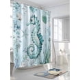 thumbnail image 3 of Coastal Seahorse Shower Curtain Set, Waterproof Shower Curtains for Bathroom, Ocean Nautical Starfish Seashells Coral Washable Fabric Cloth Bath Curtain for Bathtub Decoration with Hooks 72x78 Inches, 3 of 6