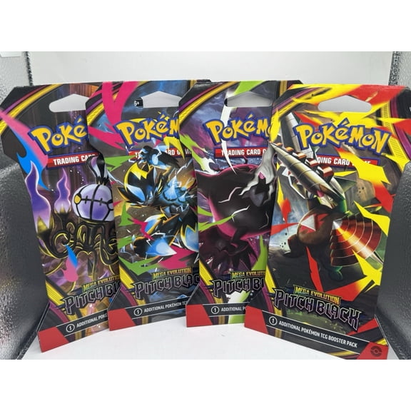 2026 Pokemon Mega Evolution Pitch Black Sleeved Booster Packs - Lot of 4