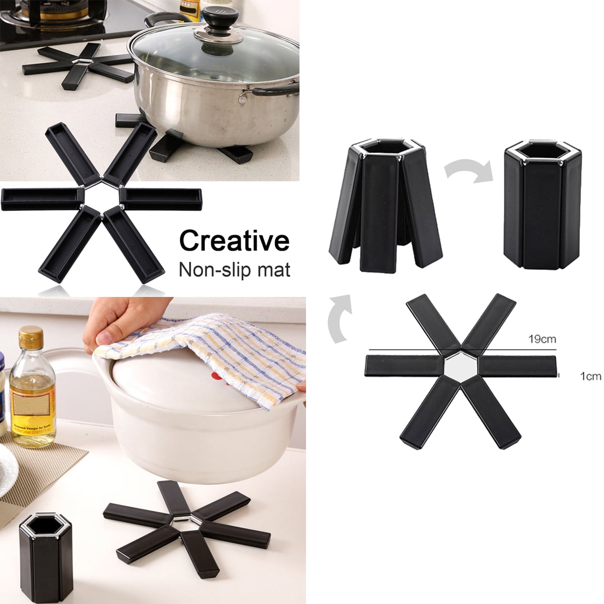 Walbest Foldable Hot Pad Pot Holder, Heat Resistant Trivet for Hot Pots