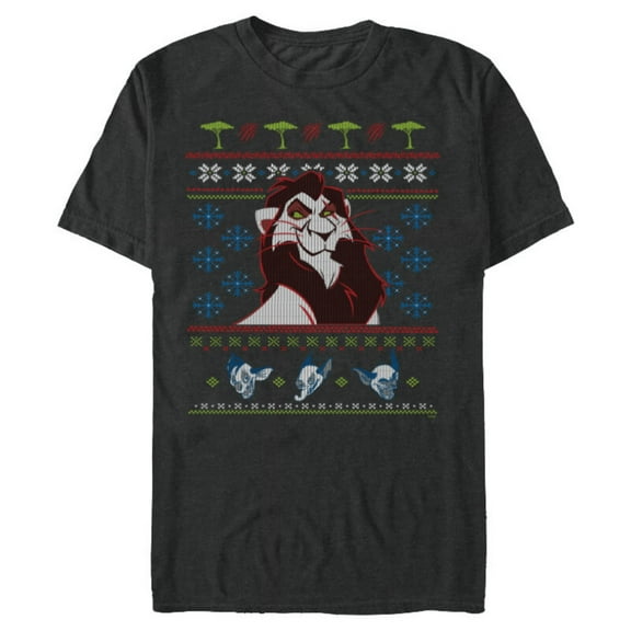 Disney Villains The Lion King Scar Ugly Christmas Sweater - Short Sleeve Blended T-Shirt for Adults - Customized-Dark Heather