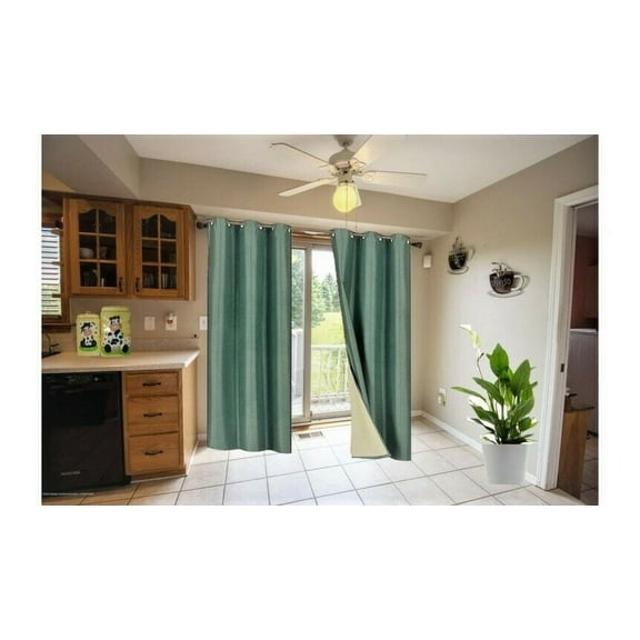 Lined Blackout Large Window Curtain for Bedroom NOA 1 Panel Teal , 95" Length 100% Light Sun Blocking Top Grommet