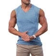 thumbnail image 3 of Mens Ribbed Knit Tank Top Cotton Sleeveless Shirts Summer Beach Workout Muscle Undershirt Light Blue M, 3 of 4