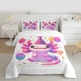 thumbnail image 2 of Feelyou Kawaii Axolotl Kids Queen Comforter Set, Cartoon Pink Sealife Bedding Sets, Happy Birthday Party Reversible Bedding Comforter Set, Ultra Soft Bedroom Decor, 3pcs, 2 of 8