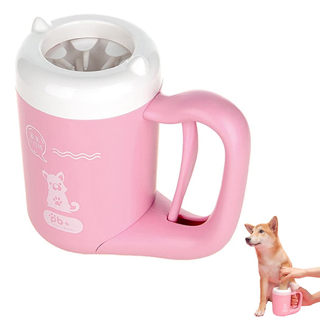 Pet Paw Wash Cup Portable Automatic Dog Paw Cleaner 360 Multifunctional Silicone Pet Foot Cleaning Cup for Dogs and Cats Skin Pink M