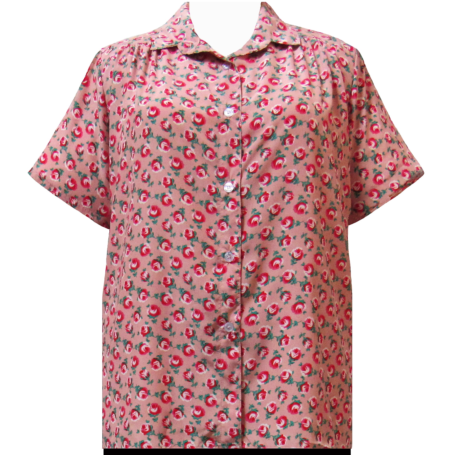 A Personal Touch Women's Plus Size Short Sleeve Button-Up Print Blouse ...