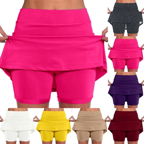 Hpapadks Womens Skirt Mid Waist Casual Sports Pockets Solid Skirt Pants Coffee L