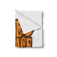 thumbnail image 2 of 1970s Soft Flannel Fleece Throw Blanket, Grunge Effect Love Peace Joy Words with Heart Flower Monochrome, Cozy Plush for Indoor and Outdoor Use, 70" x 90", Pale Orange Dark Orange, by Ambesonne, 2 of 5