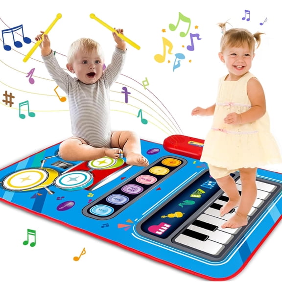 Baby Toys for 1 Year Old: Baby Musical Mat Toddler Toys Age 1-2 - 2 in 1 Piano Drum Babies Play Mat - Infant Music Toy 12-18 Months Babies Birthday Valentines Gifts for 1 2 3 Year Old Boys Girls