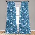 thumbnail image 4 of Ambesonne Lotus Curtains, Swan Illustration Print Art, Pair of 28"x84", Sea Blue and White, 4 of 4