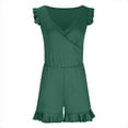 thumbnail image 4 of Stephy Women Swim Romper with Built In Bra and Pockets Full Coverage Bathing Suits Boyleg Jumpsuit Swimsuit, Green Women's One Piece Swimsuits, M, 4 of 6