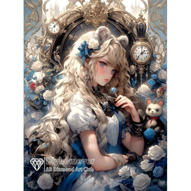 Pintura de diamantes de dibujos animados de Alice 5D DIY, mosaico de arte bordado, imagen de punto de cruz redondo, Cuadrado completo, regalo de decoración del hogar