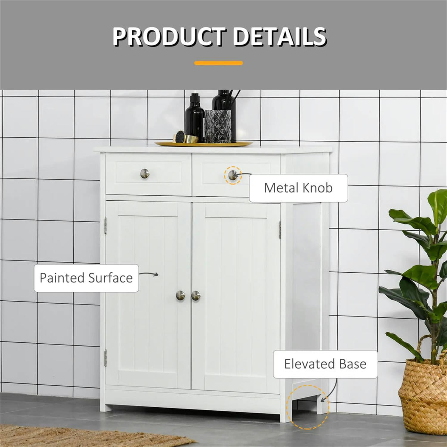 Demi Bonn 29" Bathroom Floor Cabinet, Freestanding Bathroom Storage Cabinet with Adjustable Shelf and Drawers, for Living room, Entryway, Kitchen, White