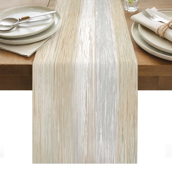 Greige Khaki Wooden Table Runner Contemporary Shabby Distressed Tablerunners 13 x 48 Inch, Table Decorations Tabletop Scarf for Summer Gathering Holiday Farmhouse Kitchen Dining Decor