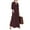 Claret, variant on ZANZEA Women Casual Solid Button Down Long Sleeve Split Hem Maxi Dress