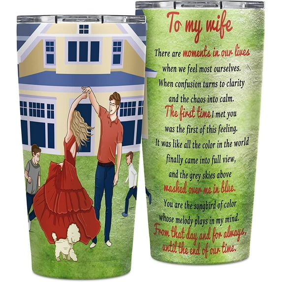Gifts for Wife Ideas Tumbler, Gifts for Her from Husband, 20oz Travel Tumbler Romantic Gifts, Happiness Life Gifts for Her, Couple Wedding Anniversary Valentines Day Birthday Christmas Gifts