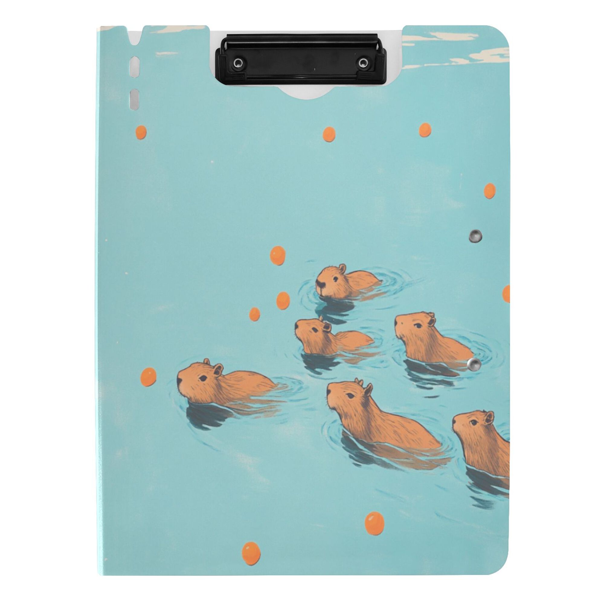 FORMRS A4 Clipboard Folder with Pen Holder Horizontal Foldable School Office Binder, Capybara Splash