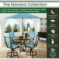 thumbnail image 3 of Hanover Monaco 5-Piece Outdoor High Dining Patio Set, 4 Counter-Height Padded Sling Swivel Chairs, 56" Round Tile Table, 9' Umbrella, and Umbrella Base, Bronze Finish, Rust-Resistant, All-Weather, 3 of 12