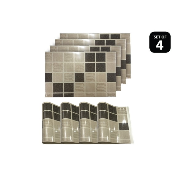 Dainty Home Shimmer Blocks Reversible Metallic Printed Set of 4 Placemats