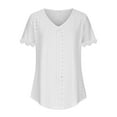thumbnail image 4 of LEBONYARD Tops for Women Dressy Casual,2024 Women's New Spring/summer Fashion Casual Mesh Short-sleeved T-shirt Top White XL, 4 of 6