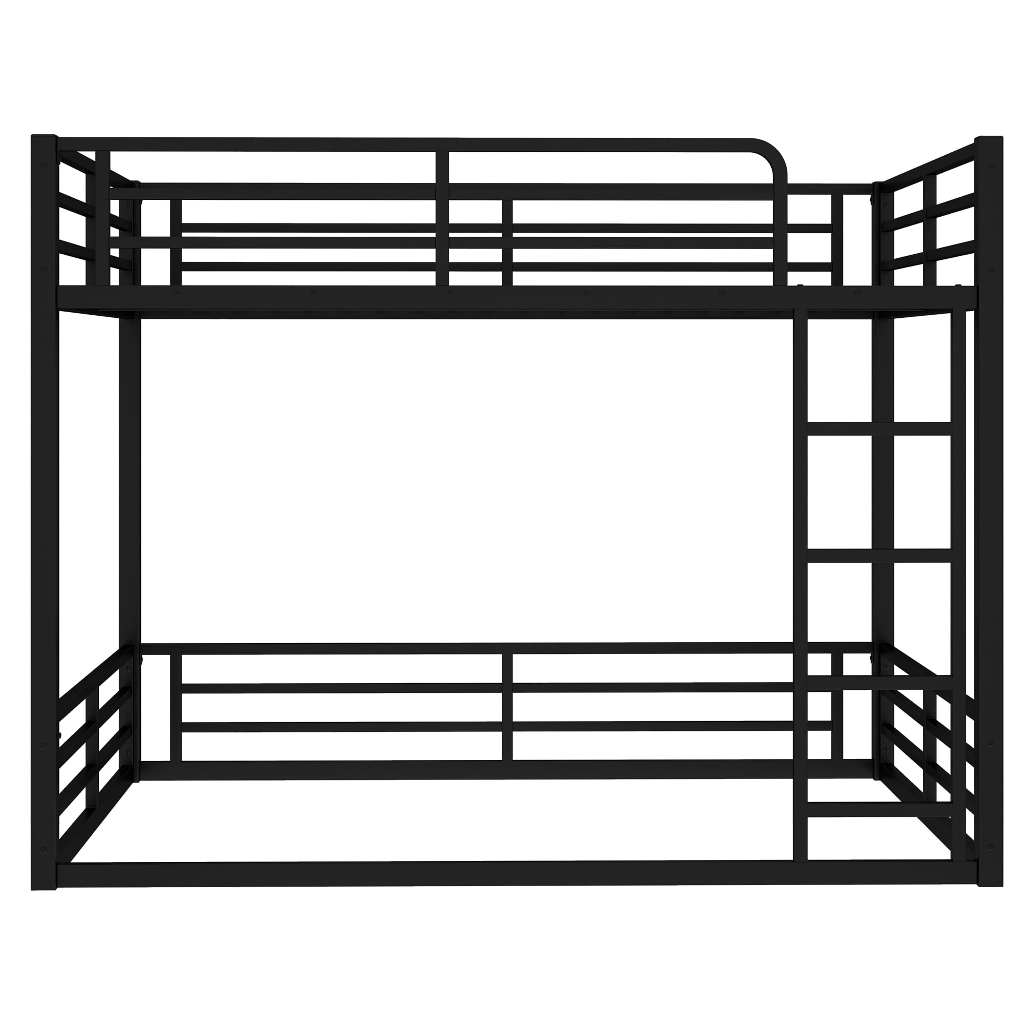 Leumius Metal Bunk Bed,Full XL over Full XL Floor Bunk Bed Frame for Kids/Teens/Adults,Space-Saving/Noise Reduced/No Box Spring Needed,Black