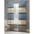 thumbnail image 4 of Blue Beige Wood Grain Sheer Curtains for Living Room Bedroom Modern Shabby Chic Board Sheer Curtains 84 Inch Long 2 Panels Set Light Filtering Curtain Window Treatments Drapes for Dining Room, 4 of 6