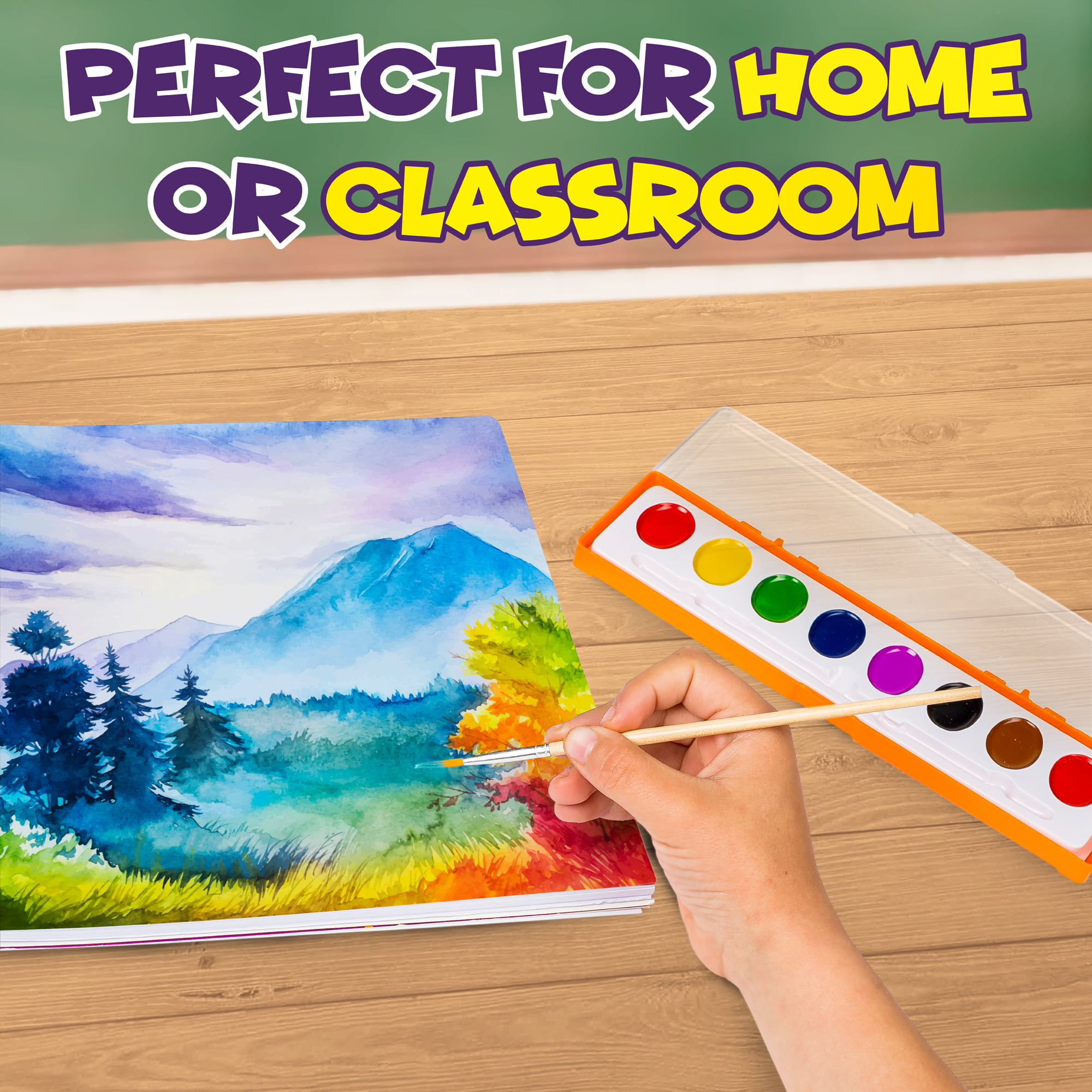 Creative Kids Bulk Watercolor Paint Classroom Classpack Sets – 40 Assorted  Palettes with 8 Color Paints & Wooden Brush for Party Favors Preschool,  Kindergarten, School & Art Crafts Supplies 