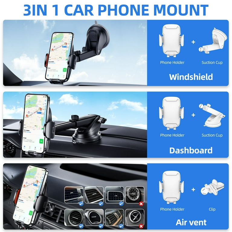 YOOVEE 360° Car Phone Mount, Dashboard & Vent, Orange photo 5