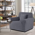 thumbnail image 4 of KINCAM 1-Seater Sofa Slipcover, Stretch Couch Cover with 1 Pillow Cover, Machine Washable Furniture Protector, Dark Gray, 4 of 7