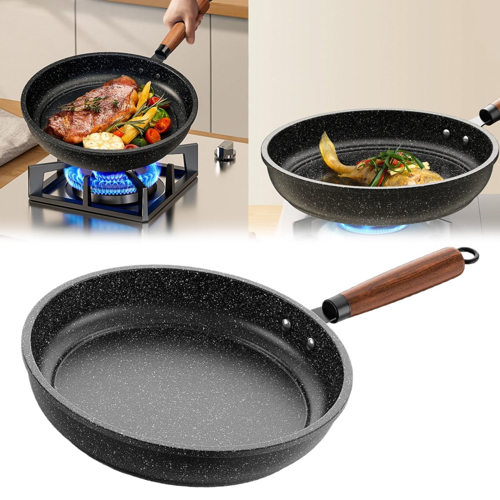 Non Stick Pan with Cold Handle,Kitchen Frying Pan,for Cooking Food Using A Non Stick Pot with A Cool Handle for Safe Grip,Hecnuo