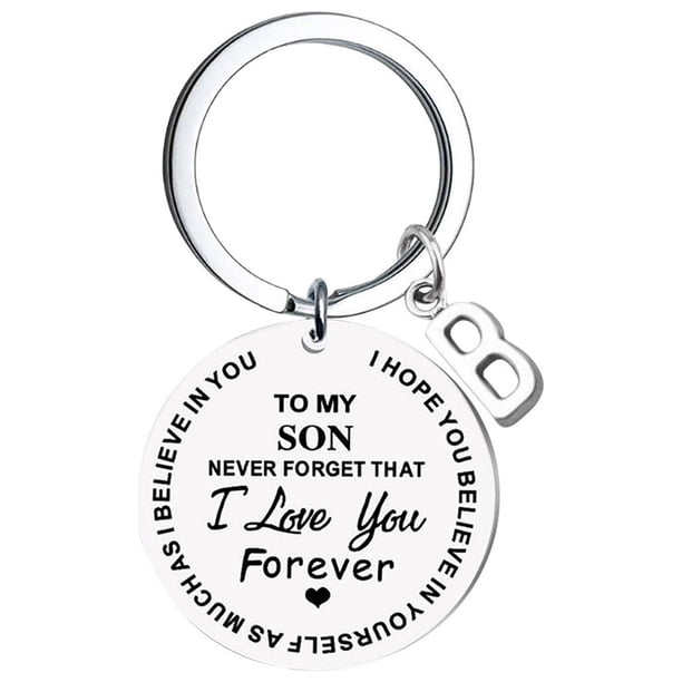 Llaveros para mujer, llavero de billetera, llavero de auto, llavero DIY para mi hijo, llavero de acero inoxidable con apellido de 26 letras, 2,5 cm, decoraciones de moda