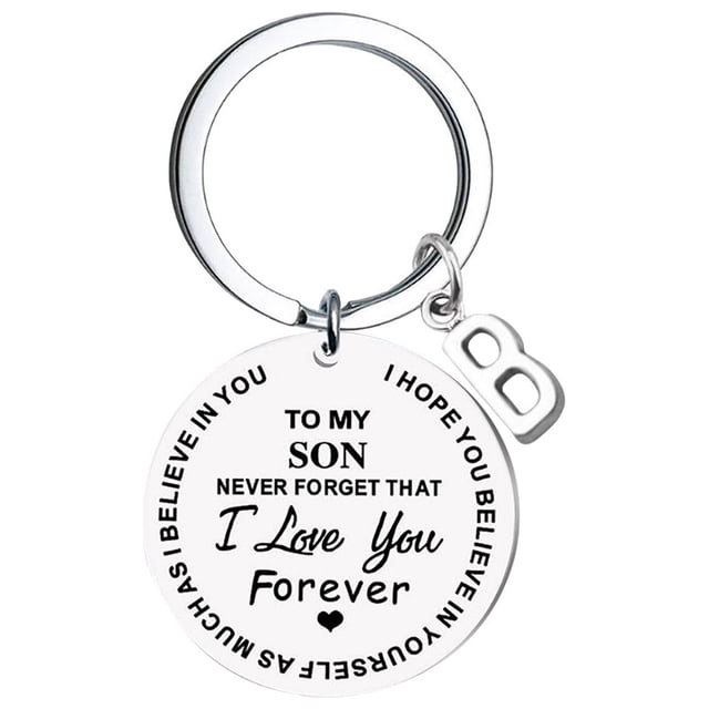 TopLLC Keychains DIY To My SON Stainless Steel Last Name 26 Letter Keychain 2.5cm Creative Keychain Key Chain Gifts on Clearance