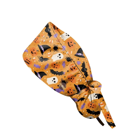 DORKASM Scrub Caps for Women Cute Halloween Working for Nurses Hats for Women Orange One Size