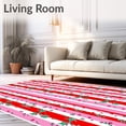 thumbnail image 2 of ODIKA 2'x3' Machine Washable Non-Slip Area Rug, Whimsical Cane Stripe with Delicate Holly Leaf Accents High Traffic Rug, Red, 507731, 2 of 7