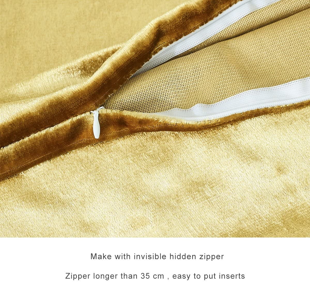 Decorative Throw Pillow Covers 18 x 18, Gold Soft Pillow Covers Velvet,Set of 4 Decor Square Cushion Covers (Gold, 18x18inch(45x45cm)-4pcs)
