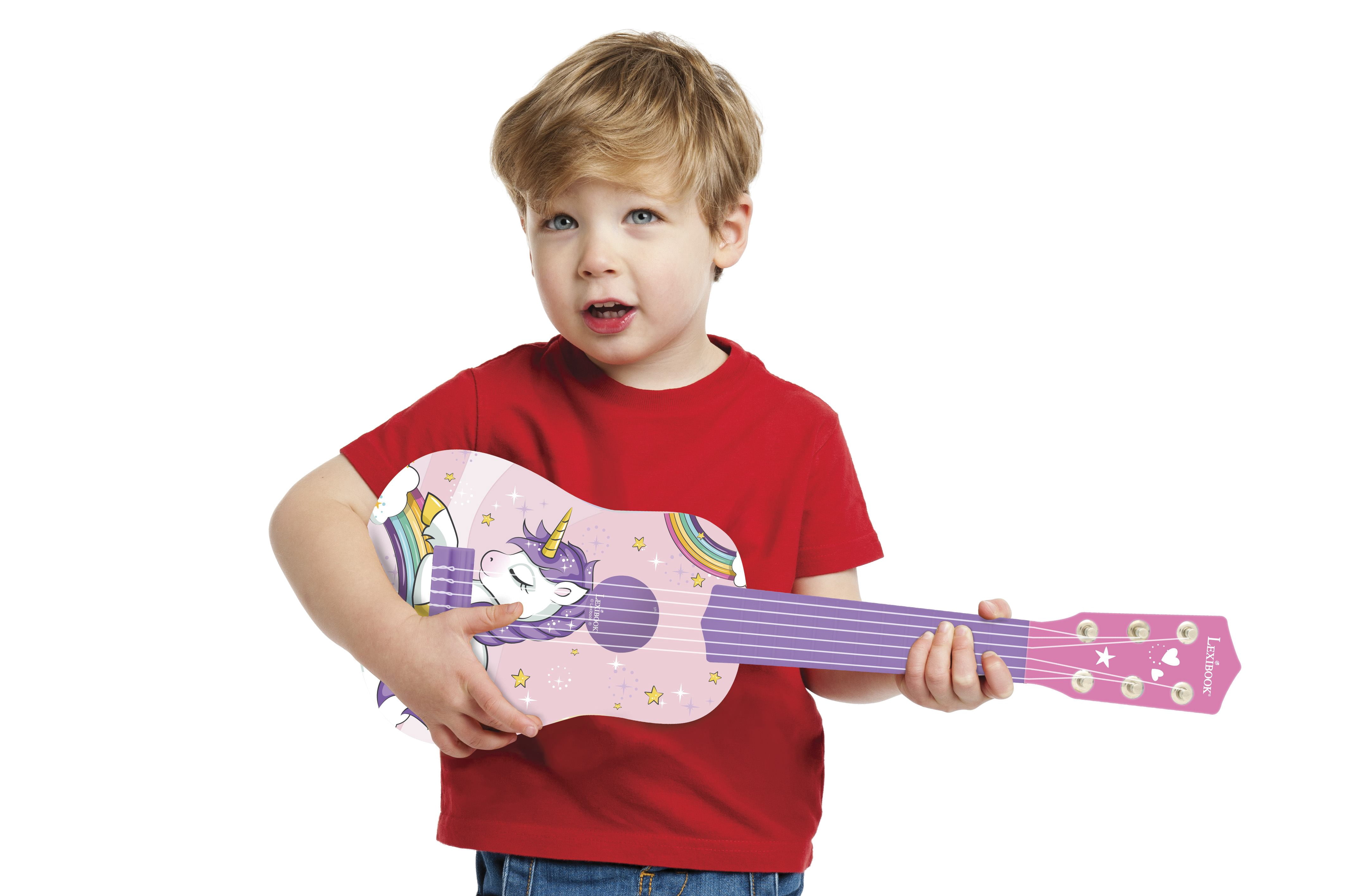 Lexibook Unicorn My First Guitar for Children, 6 Nylon Strings, 21'', Pink/Blue