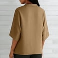 thumbnail image 5 of Favoffer Women Linen Blouses 3/4 Sleeve V Neck Pullover Solid Color Loose Fit Casual Spring Summer Tops for Outdoor Street Vacation Dating, 5 of 8