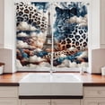 thumbnail image 2 of Ambesonne Leopard Kitchen Curtains, Eiffel Clouds and Wild Cat, 55"x24", Night Blue Rust Eggshell, 2 of 3