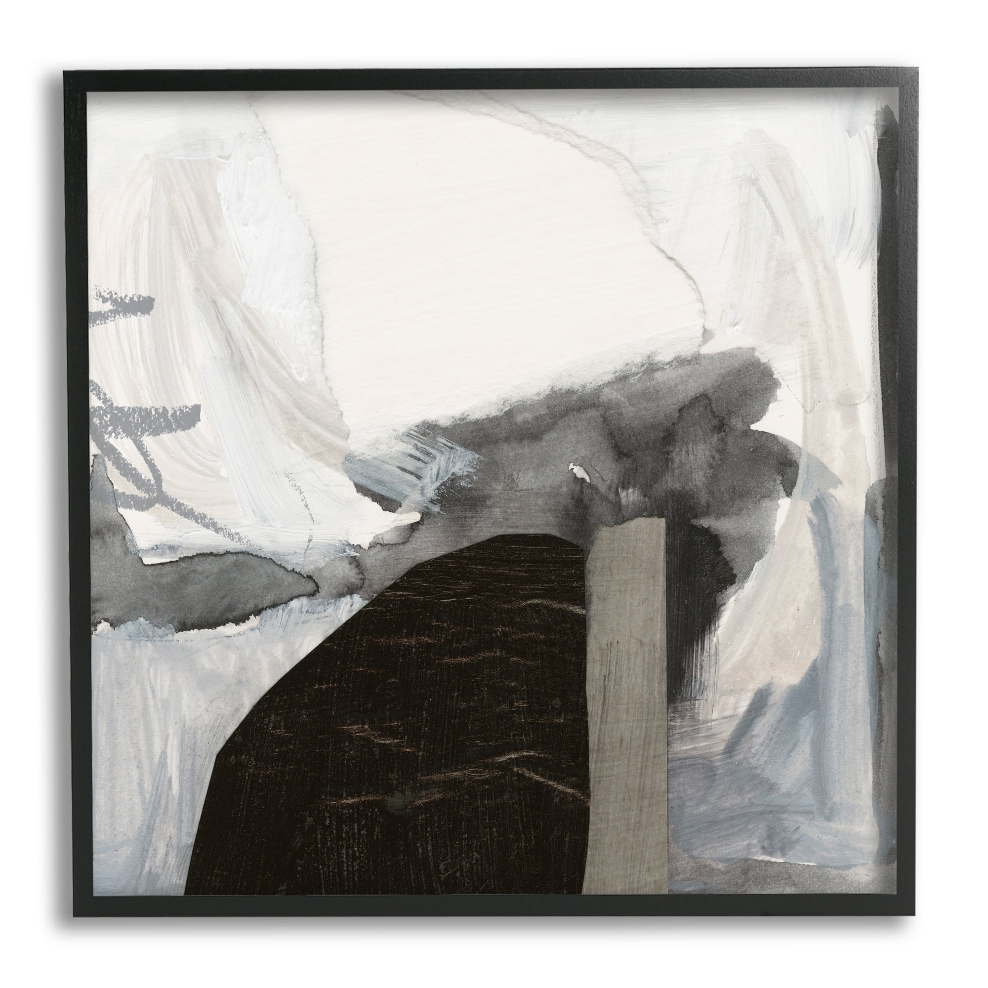 Stupell Industries Curved Black Forms Scribbled Shapes Abstract Painting Painting Black Framed Art Print Wall Art, Design by Victoria Barnes