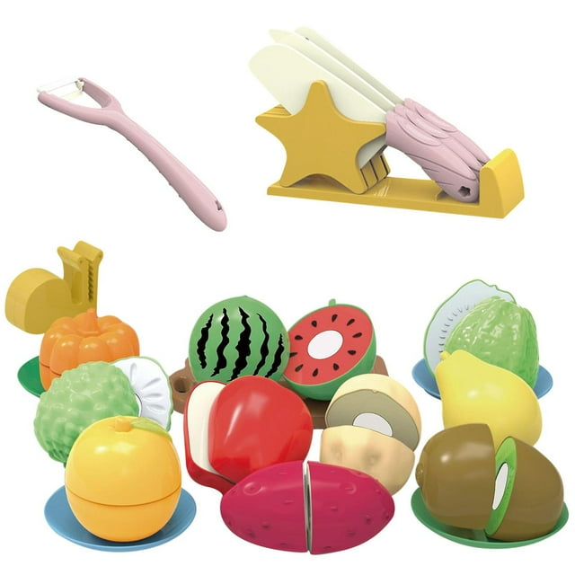 Juego de 21 portacuchillos Toy Fruit para niños, juegos de simulación en la cocina