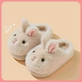 thumbnail image 2 of DHFJKG Kids Winter Fuzzy Closed-Back Slippers Warm Cute Rabbit Shape Cartoon Character Critter Flat Bottom Rubber Sole Lovely House Slippers, 2 of 4
