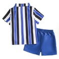 thumbnail image 4 of UngA Toddler Boy Clothes Summer Outfit Short Sleeve Button Down Collared Shirt Little Boy Shorts Set Cotton Clothes for Boys (Blue,6-7 Years), 4 of 7