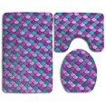 thumbnail image 1 of ABPHQTO Arte de escamas de pescado de sirena púrpura Juego de alfombras de baño de 3 piezas Alfombra de baño Alfombra de contorno y tapa de inodoro, 1 of 2
